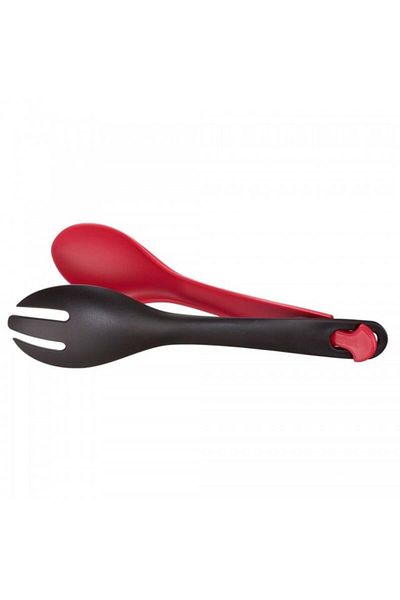 TEFAL Tefal Ingenio salad tongs, plastic, spoon and fork, black/red