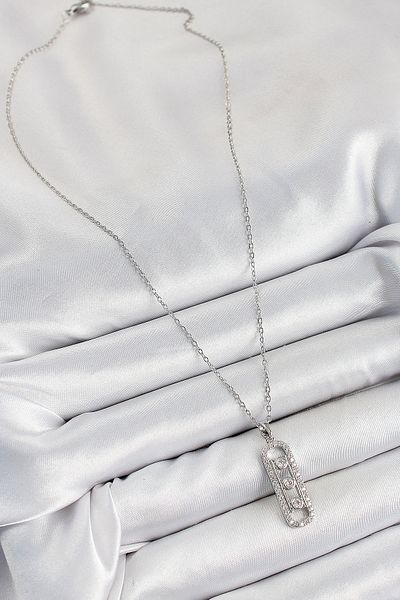 Clariss 316L Steel Zircon Stone Messika Model Silver Color Women's Necklace