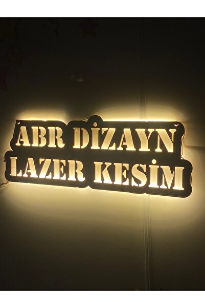 ABRDİZAYN KİŞİYE VE FİRMAYA ÖZEL AHŞAP MDF IŞIKLI LED TABELA DUVAR SÜSÜ DUVAR...