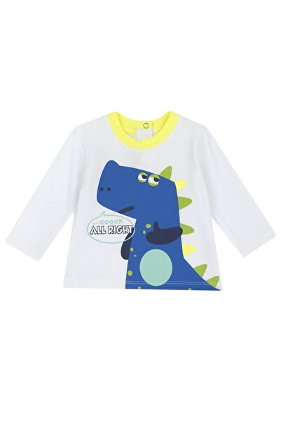 Chicco Boys' white long-sleeved t-shirt - Cute Dinosaur