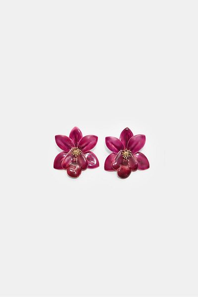 Stradivarius Orchid flower earrings
