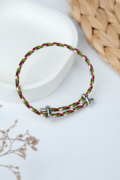 Jack Ferrero Silver Steel / Unisex Colorful String Bracelet (Adjustable)