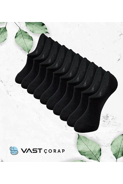 Vast 10 Pairs Cotton Invisible Sneaker Socks Black - Men's and Women's Ankle Socks