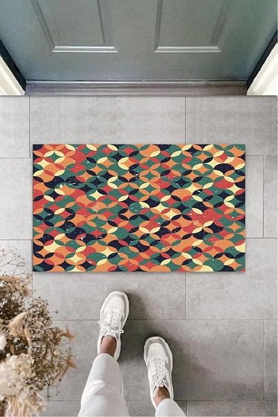 Mu Art Ahşap Green Door Mat Interlocking Flats Pattern K-3219