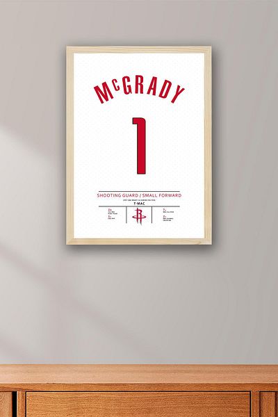 Saturn Tracy Mcgrady Jersey Framed Painting - Nba Houston Rockets