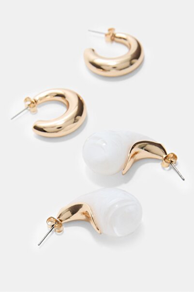 Stradivarius 2'li damla küpe ve halka küpe seti