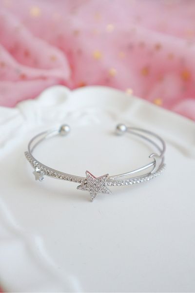 EFBUTİK Silver Starry Sky Handcuff Bracelet