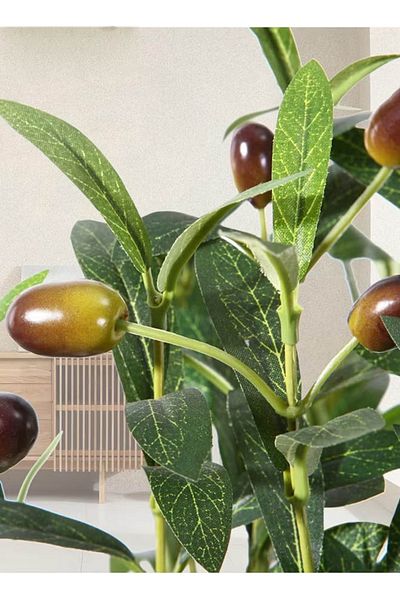 co arma Artificial olive tree imitating natural olives with a plastic stand, 100 cm high