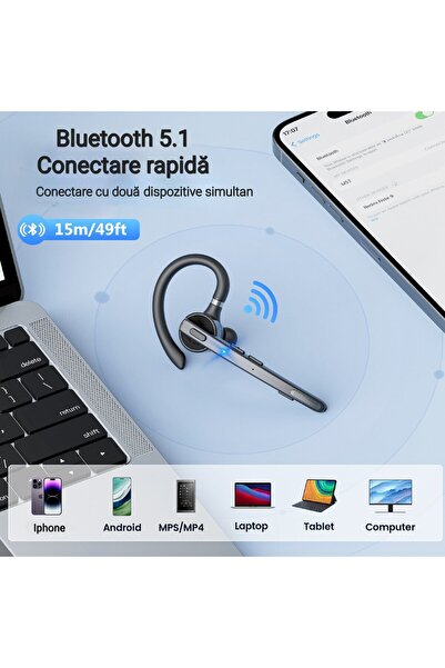 NewEvo Ασύρματα ακουστικά Bluetooth, μπαταρία 500mAH 60 ωρών, με διπλή μείωση θορύβου CVC 8.0