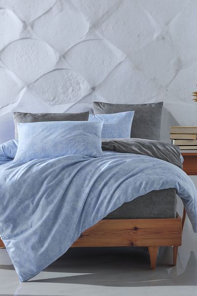 GARDEN ROOM Set cuvertură de pilota dublă cu cearșaf elastic SHADOW Blue