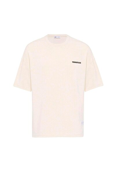 VAMOSCLO Σετ αθλητικής φόρμας oversized Modal Fabric με λεπτομέρεια ετικέτας εκρού