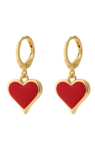 Glaren Red Heart Dangle Women's Earrings