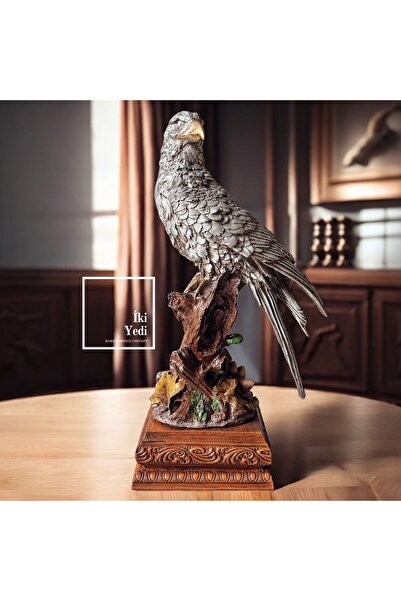 77 Jonathan 43 cm Büyük Kartal Heykeli Gümüş Şahin Ev Ofis Büro Dekorasyon Ür...