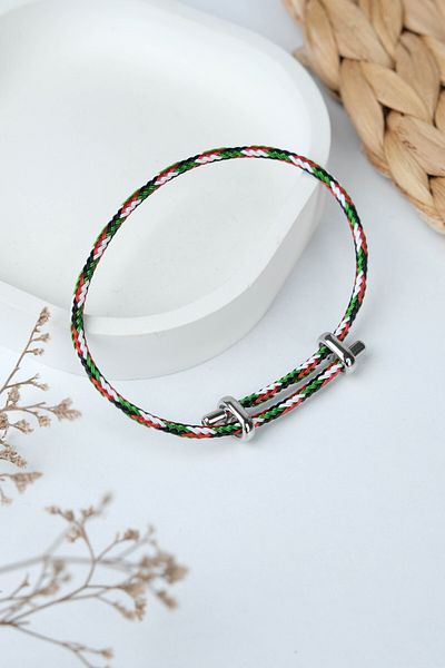 Jack Ferrero Silver Steel / Unisex Colorful String Bracelet (Adjustable)