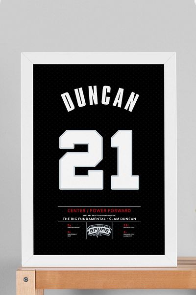 Saturn Tim Duncan Jersey Framed Painting - Nba San Antonio Spurs Jersey