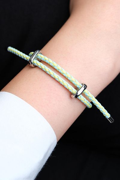 Jack Ferrero Silver Steel / Unisex Colorful String Bracelet (Adjustable)