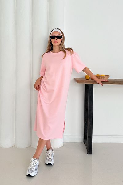 TrendyFashion Women's Pink Modal Fabric Slit Oversize Dress