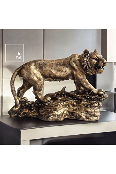 77 Luluan Dekoratif 60 cm Kaplan Heykeli | Lüks Ofis ve Ev Aksesuarı | Altın ...