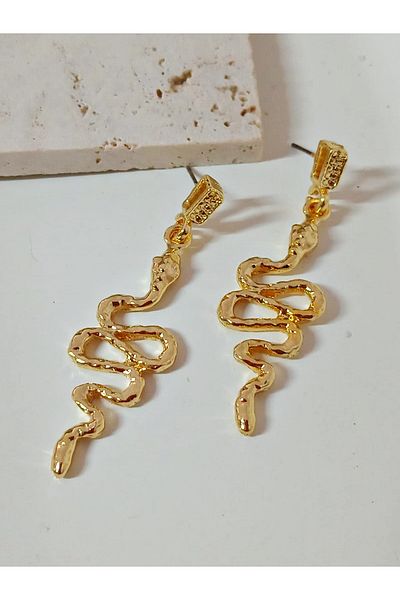 mos&more Gold Dangle Snake Women's Earrings