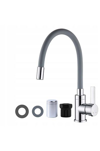 NewEvo Kitchen Sink Faucet, Stainless Steel, High Spout, Ceramic Cartridge, Single Lever, Silicone Cover