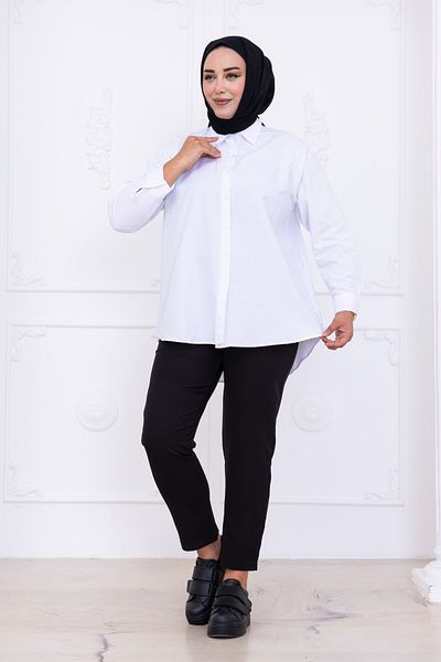 Patika Women's Plus Size Comfortable Shirt - White