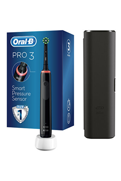 Oral-B Ηλεκτρική οδοντόβουρτσα Pro 3 Cross Action, 3D Clean, 3 προγράμματα, 1 κεφαλή, κιτ ταξιδιού, μαύρο μαύρο