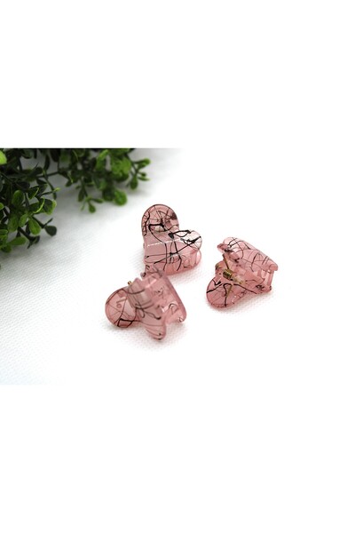 Tezcan Aksesuar مشابك شعر على شكل قلب بنمط مخطط (عبوة من 3 قطع)