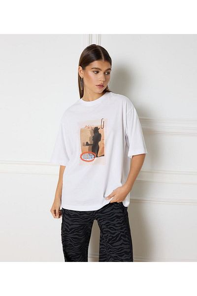 JANSO GROUP -Women's Cotton Printed Bon Appetut Tshirt Oversize Large Size