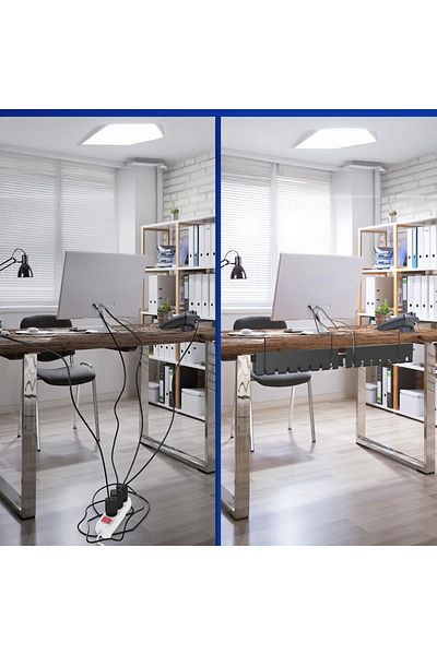 NewEvo Under-desk Cable Organizer, Sturdy Metal, Suitable For Most Desks, Size 43x10x10 Cm,