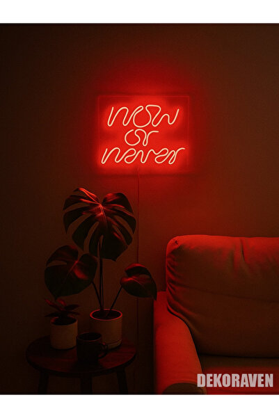 dekoraven Now or Never Yazılı Neon led Tabela - 30x20