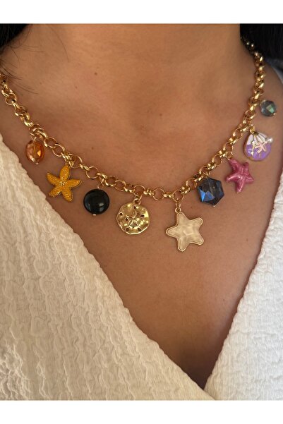 MODA Deniz Yıldızı İstiridye Boncuk Charmlı Kolye