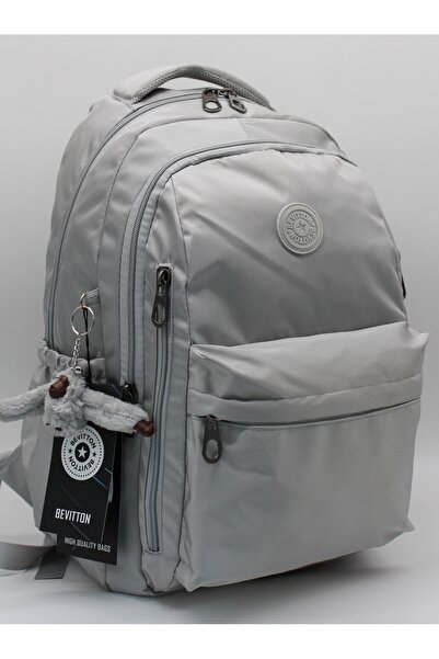 Bevitton Okul Sırt Çantası Unisex Suya Dayanıklı Kumaş Okul Çantası 2500 Gri