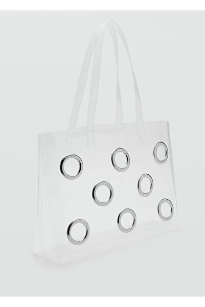 MANGO Woman Şeffaf tote çanta