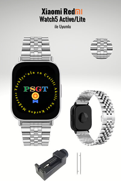 PSGT Xiaomi Redmi Watch 5 Active/Redmi Watch 5 Lite Uyumlu Rolex Tasarım Paslanmaz Çelik Rolex Kordon