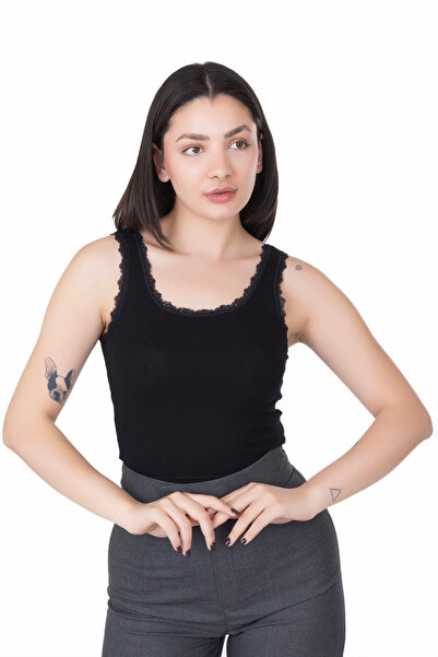 Looksense Дамски къс топ с дебели презрамки и дантелена украса 4004