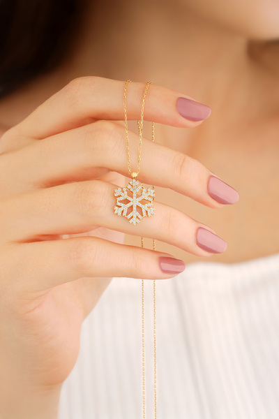 madissongold 14 Ayar Altın Kar Tanesi Kolye