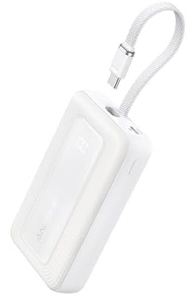 Anker Zolo Power Bank, 10,000mAh 30W High-Speed Portable Charger with Built-In USB-C Cable, Battery