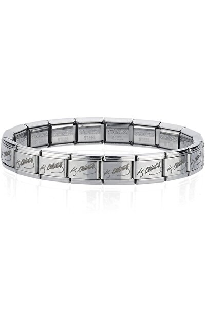 Takı Dükkanı K. Atatürk İmzalı İtalyan Charm Unisex Çelik Bileklik 18-21cm Se...