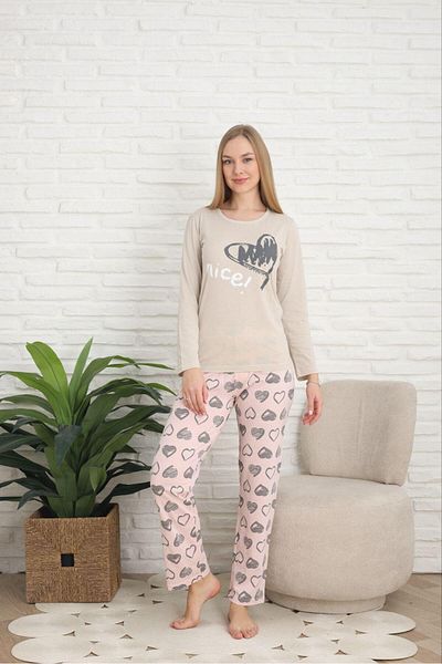 FENZO Women's Bottom Top Pajamas Set Heart Pattern and Print Comfortable Homewear