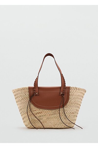 MANGO Woman Doğal lifli sepet çanta