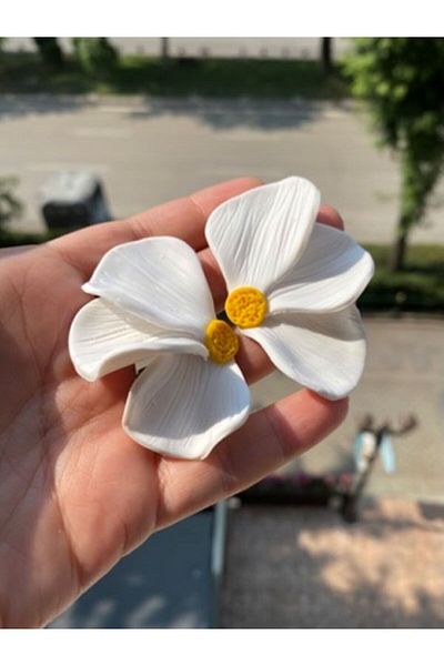 VIVINCA Handmade Polymer Clay Colorful Vibrant Lightweight Earrings - Vivinca Dai̇sy Whi̇sper