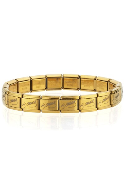Takı Dükkanı K. Atatürk İmzalı İtalyan Charm Unisex Çelik Bileklik 18-21cm Se...