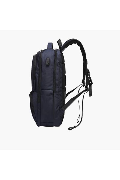 Atlas Logo Detail Backpack with Adjustable Straps and Zip Closure - 28x10x43 cms