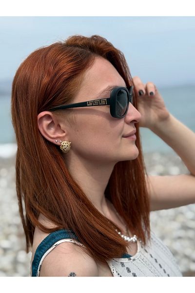 Ferrucci Black Matte Oval Framed Black Glass Brand Model Women's Sunglasses