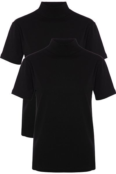 TOLIN Women's 2 Pack Short Sleeve Cotton Lycra Turtleneck 3257