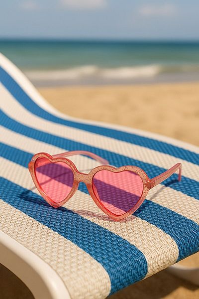 Lexi Bella Kids Pink Sunglasses Heart Glitter Frame Uv 400 Protection Ce Certificated