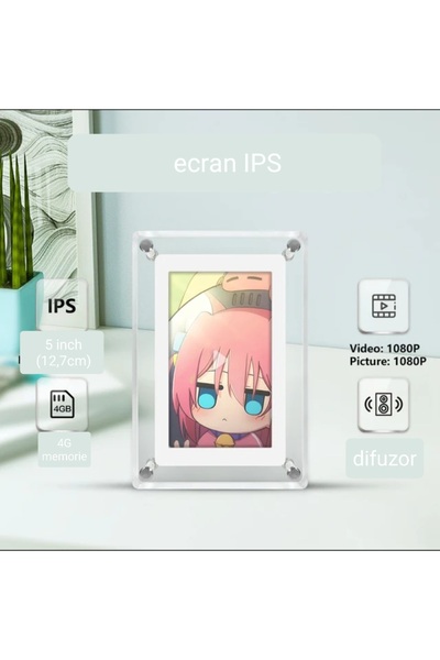 OEM Digital photo frame, photo/video playback, 5 inch screen, 360 rotation, 4 GB memory, 1200 mAh battery