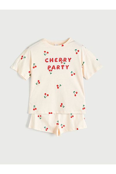 LC Waikiki New Season Crew Neck Girls' Shorts Pajama Set - S5Rl38Z4