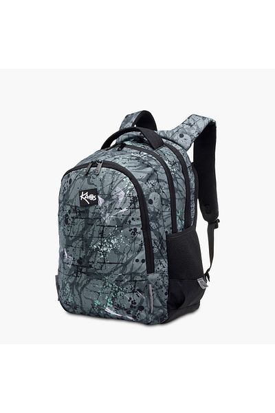 Kaos Abstract Print 3-Compartment 18-inch Backpack with Zip Closure - 48x33x21 cms