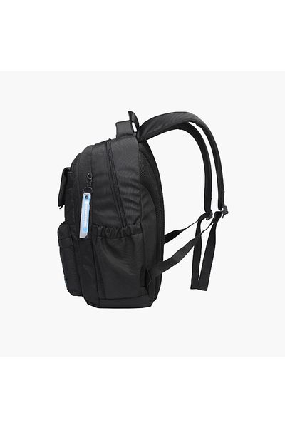 Atlas Typographic Print Backpack with Adjustable Straps and Zip Closure - 28x10x47 cms